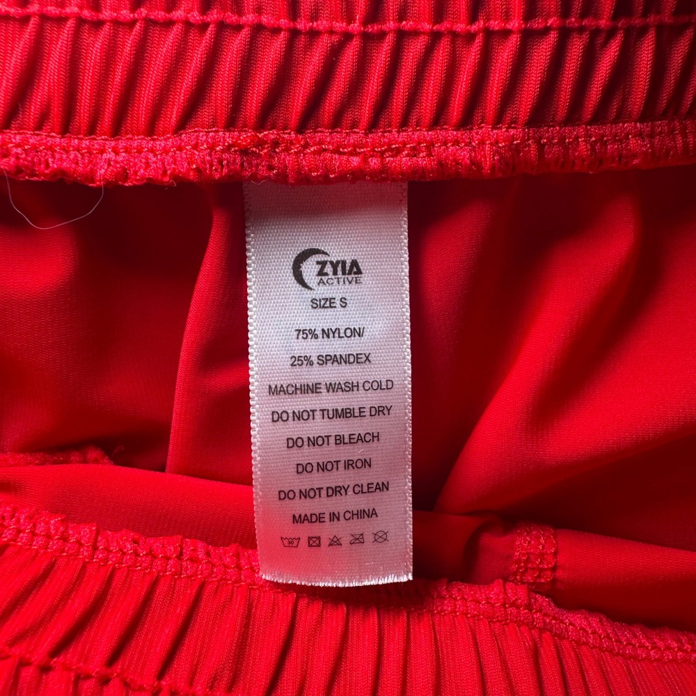 Zyia Active Red Unwind Joggers Size S Gold Ankle Zip Stretch Pants Zipper - Picture 8 of 8
